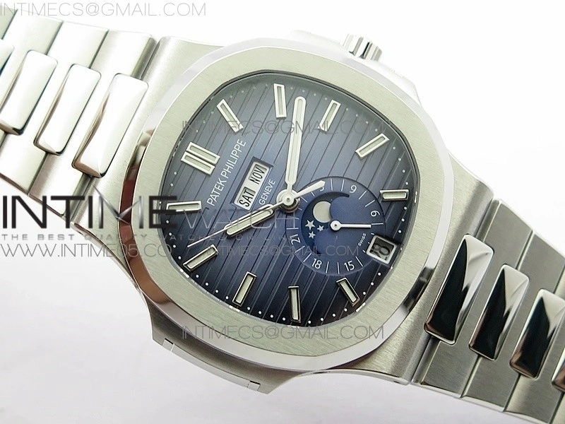 NAUTILUS 5726 SS GRF 1:1 BEST EDITION BLUE DIAL WORKING ANNUAL CALENDARON SS BRACELET A.324 V2